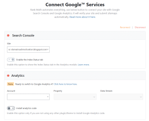 Connect Google Services: Search Console dan Analytics